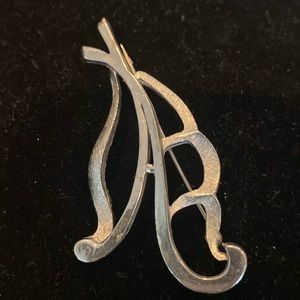 Vintage Silvertone Script “A” Initial Brooch